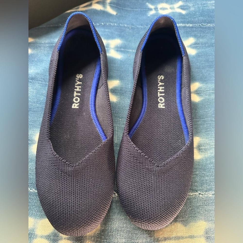 Rothy's Size 6.5 The Flat Black Round Toe Flats Slip On Shoes